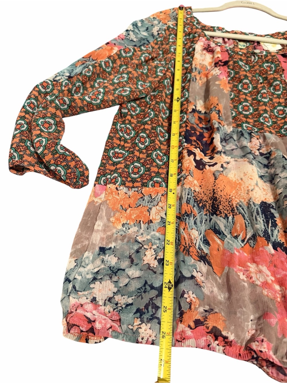 Anthropologie Fig and Flower Boho Peasant Top in Orange, Pink, Green, Blue Latge - Picture 9 of 9